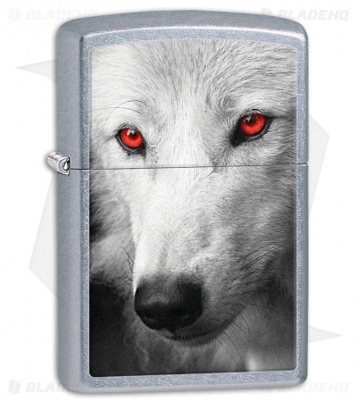 Zippo Lighter Street Chrome Red Eyed Wolf 28877