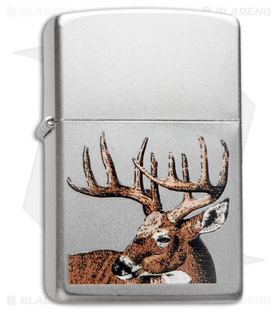 Zippo Classic Lighter Whitetail Deer Buck (Satin Chrome) 205