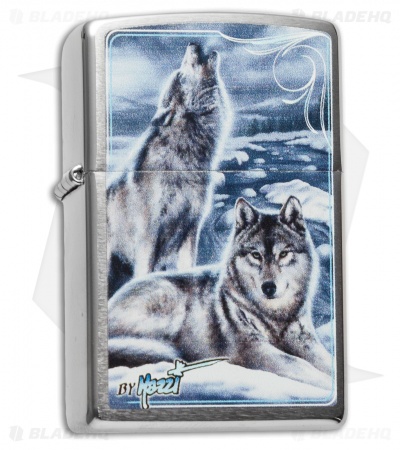 Zippo Classic Lighter Mazzi Winter Wolves (Brushed Chrome) 28002