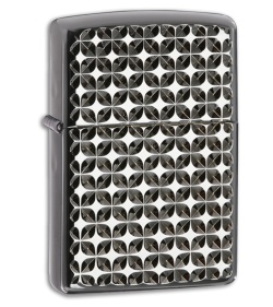 Zippo Lighter Engine Turn Star Armor Case High Polish Chrome 28186