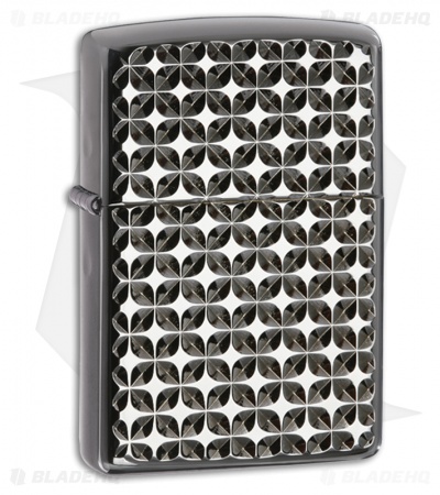 Zippo Lighter Engine Turn Star Armor Case High Polish Chrome 28186