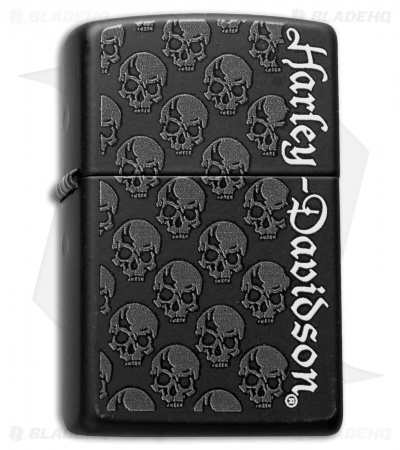 Zippo Classic Lighter Harley Davidson Skulls (Black Matte) 28264