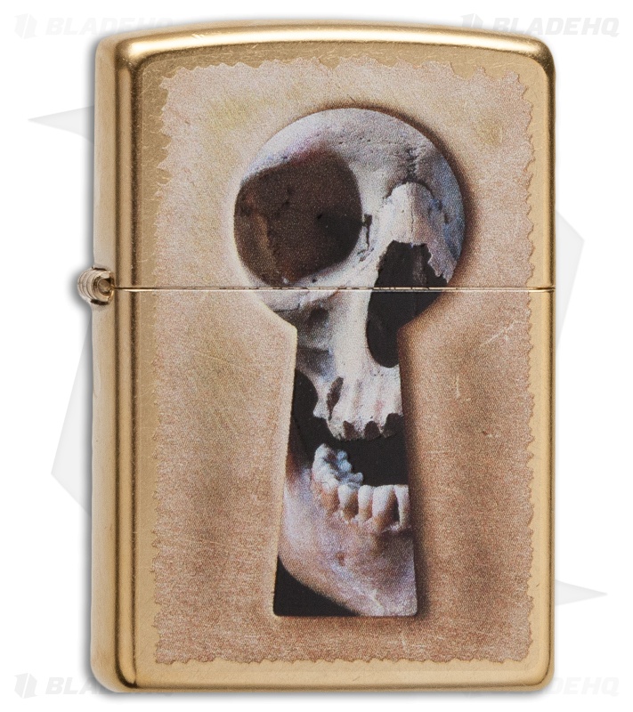Zippo Classic Lighter Keyhole Skull (Gold Dust) 28540