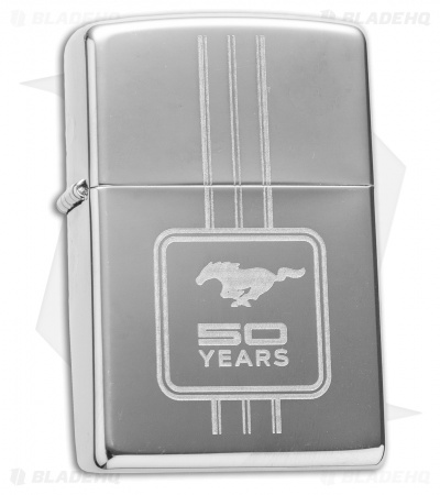 Zippo Classic Lighter Ford Mustang 50 Years (High Polish Chrome