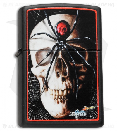 Zippo Classic Lighter Mazzi Skull & Spider (Black Matte) 28627