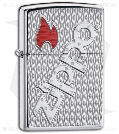 Zippo Lighter Bolted Flames Armor Case 20991 - Blade HQ