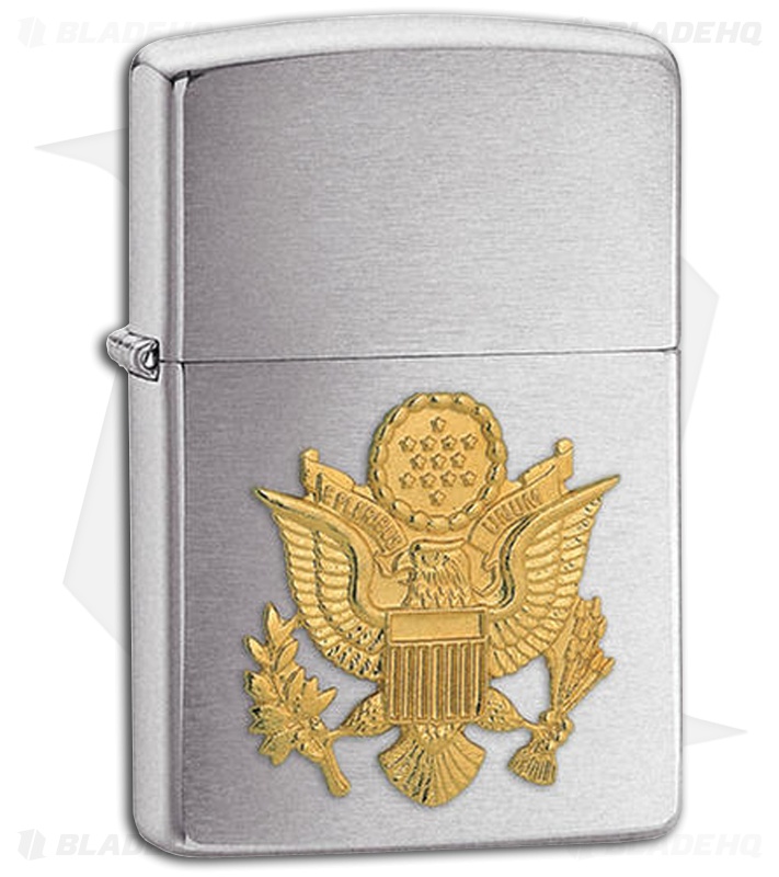 Zippo Lighter Brushed Chrome Army Emblem 280 Blade HQ