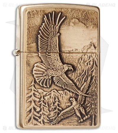 Zippo Classic Lighter Where Eagles Dare (Brushed Brass) 20854