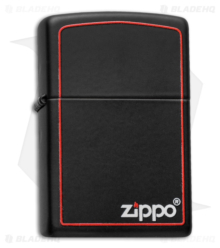 Zippo Classic Lighter Logo & Border (Black Matte) 218ZB