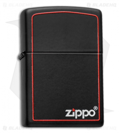 Zippo Classic Lighter Logo & Border (Black Matte) 218ZB