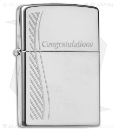 Zippo Classic Lighter Congratulations (High Polish Chrome) 24878