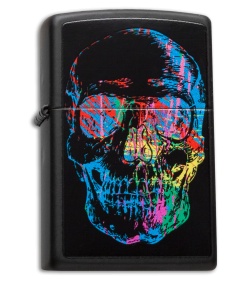 Zippo Classic Lighter Colorful Zippo Skull (Black Matte
