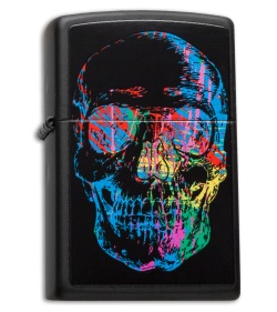 Zippo Classic Lighter Colorful Zippo Skull (Black Matte) 28042