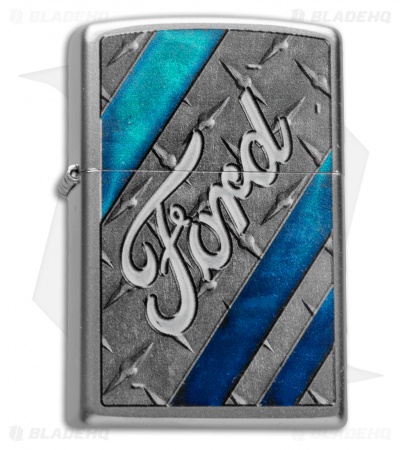 Zippo Classic Lighter Ford Diamond Plate Pattern (Satin Chrome) 28626