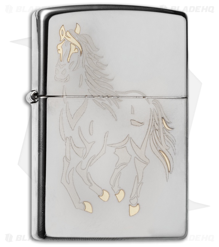 Zippo Classic Lighter Running Horse (Black Ice) 28645
