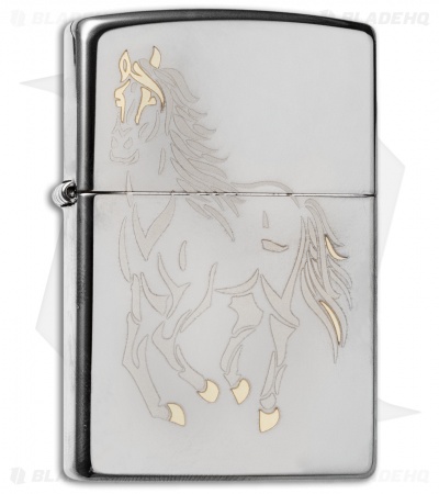 Zippo Classic Lighter Running Horse (Black Ice) 28645