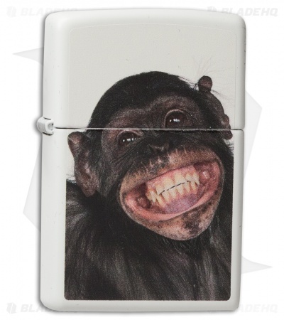 Zippo Classic Lighter Monkey Grin (White Matte) 28661