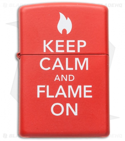 Zippo Classic Lighter Keep Calm and Flame On Matte Red 28671