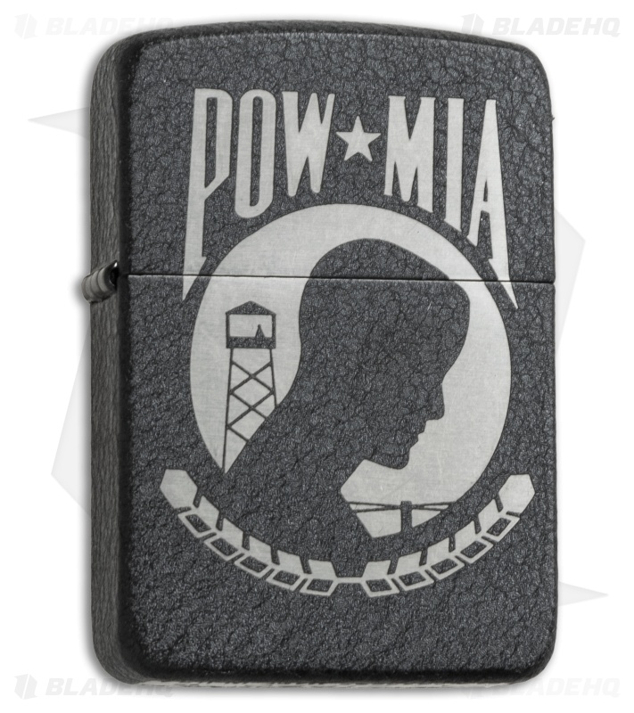 Zippo Classic Lighter POW MIA (Black Crackle) 28873