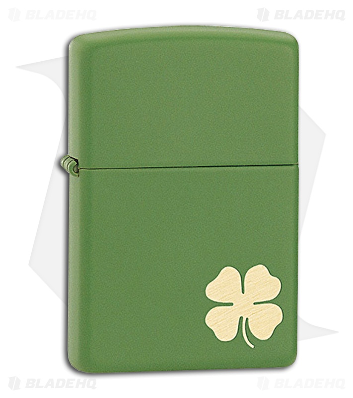 Zippo Lighter Green w/ Golden Shamrock 21032