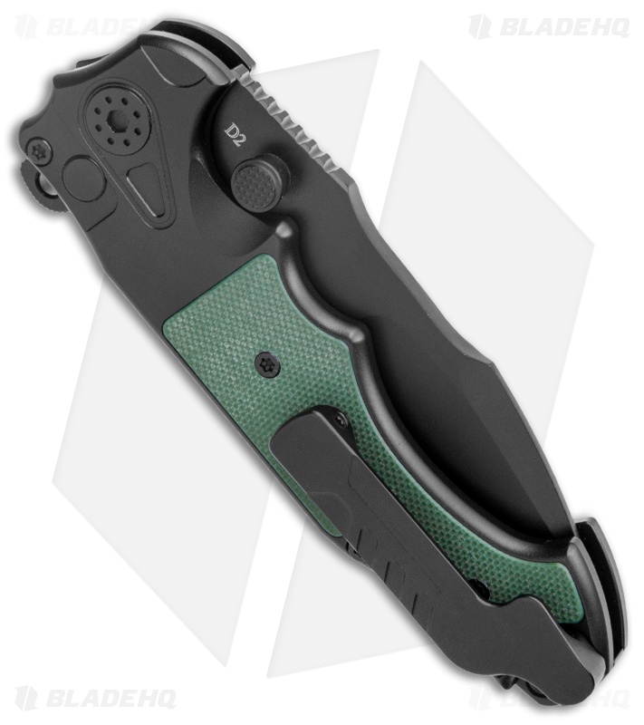Andre de Villiers (AdV) Javelin Button Lock Knife G-10 Green (3.75" Black ) 