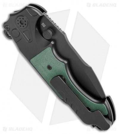 Andre de Villiers (AdV) Javelin Button Lock Knife G-10 Green (3.75" Black ) 