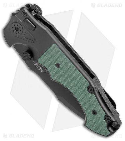 Andre de Villiers (AdV) Javelin Button Lock Knife G-10 Green (3.75" Black ) 