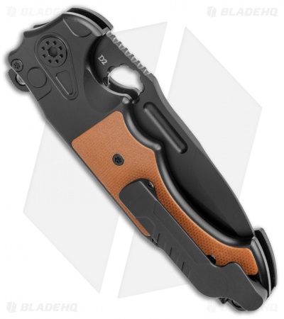 Andre de Villiers Mini Pitboss 2 Button Lock Knife G-10 Brown (3.9" Black) 
