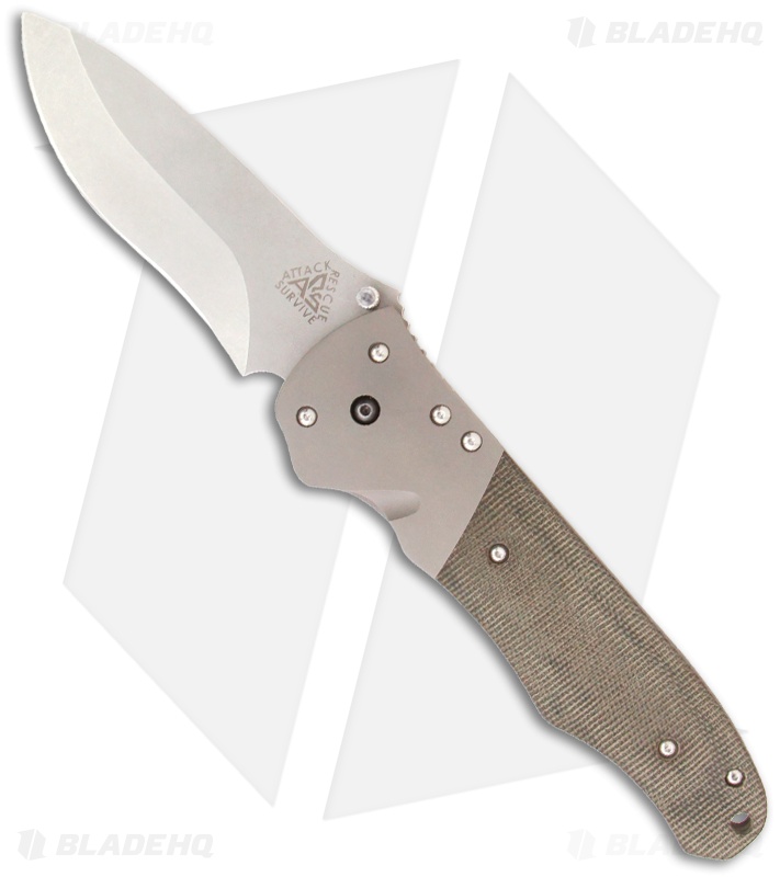 A.R.S. Last Ditch Large Utility Folding Knife Micarta (4" Stonewash Plain) ARS04