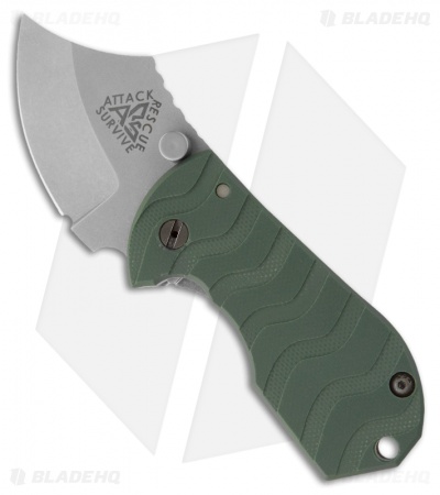 A.R.S. Flip Shank Folder OD Green G-10 Knife (2" Stonewash Plain)