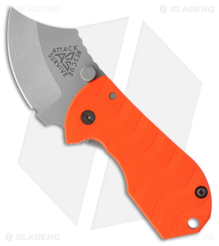 A.R.S. Flip Shank Folder Orange G-10 Knife (2" Stonewash)