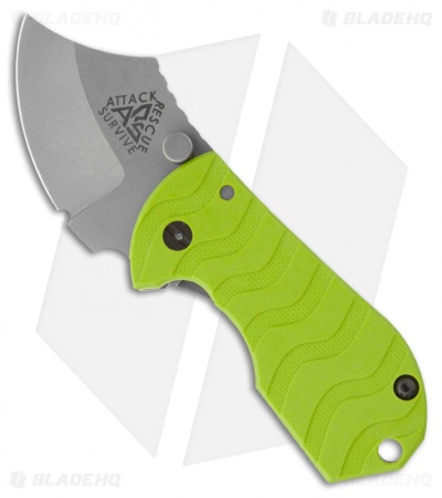 A.R.S. Flip Shank Folder Toxic Green G-10 Knife (2" Stonewash  Plain)