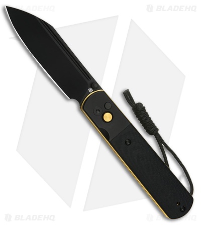 Artisan Cutlery Holm Button Lock Knife PVD Steel + Black G-10 (3.1" Black PVD)