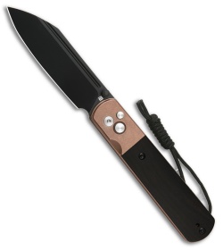 Artisan Cutlery Holm Button Lock Knife Rose Gold Steel + Ebony Wood (3.1" SW)