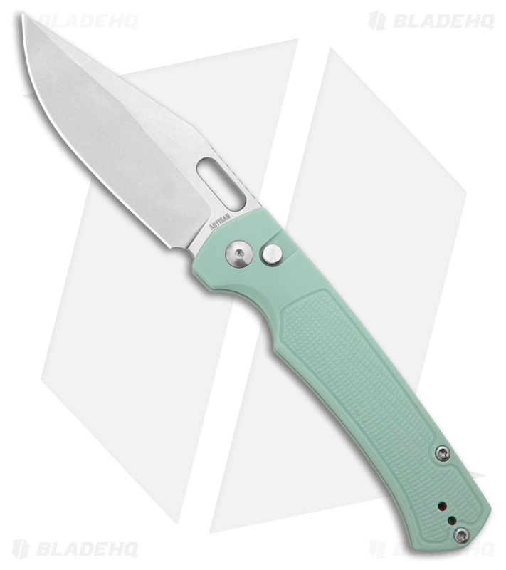 Artisan Cutlery Revel Button Lock Knife Mint Green FRN (3.5" Stonewash)