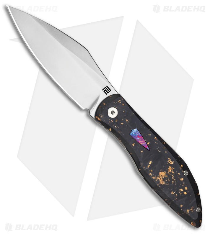 Artisan Cutlery Weyden Frame Lock Knife Ti + Gold Flake CF (3.2" Sand Polish)