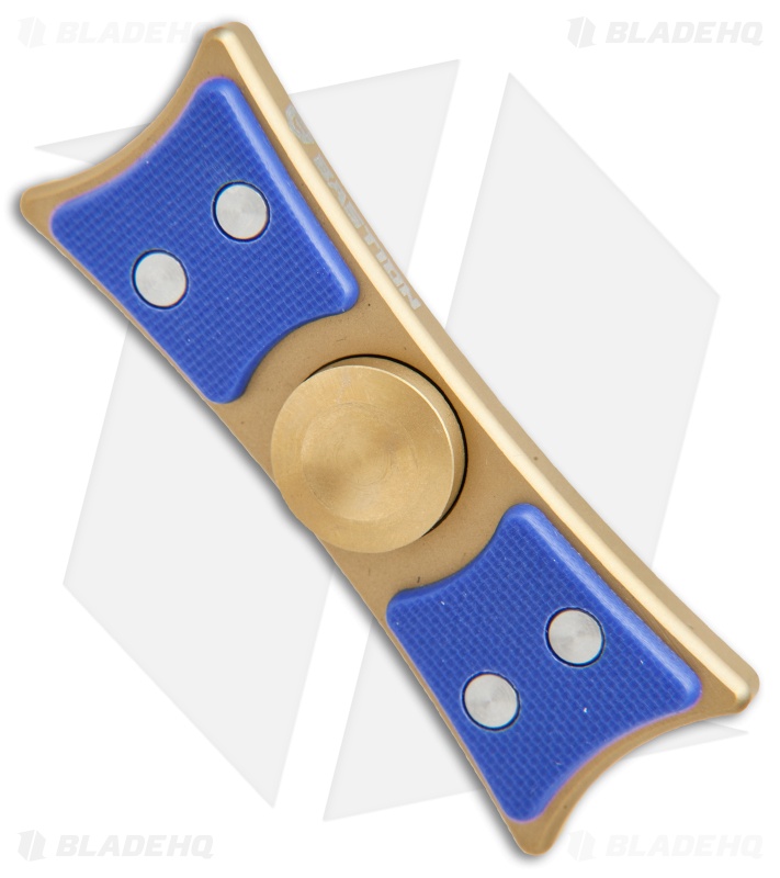 Bastion Large EDC Spinner Fidget Toy - Gold Titanium/Blue G-10