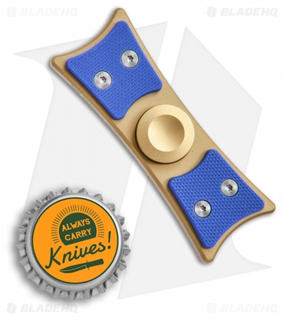 Bastion Large EDC Spinner Fidget Toy - Gold Titanium/Blue G-10