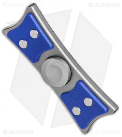 Bastion Large EDC Spinner Fidget Toy - Silver Titanium/Blue G-10