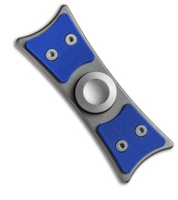 Bastion Large EDC Spinner Fidget Toy - Silver Titanium/Blue G-10