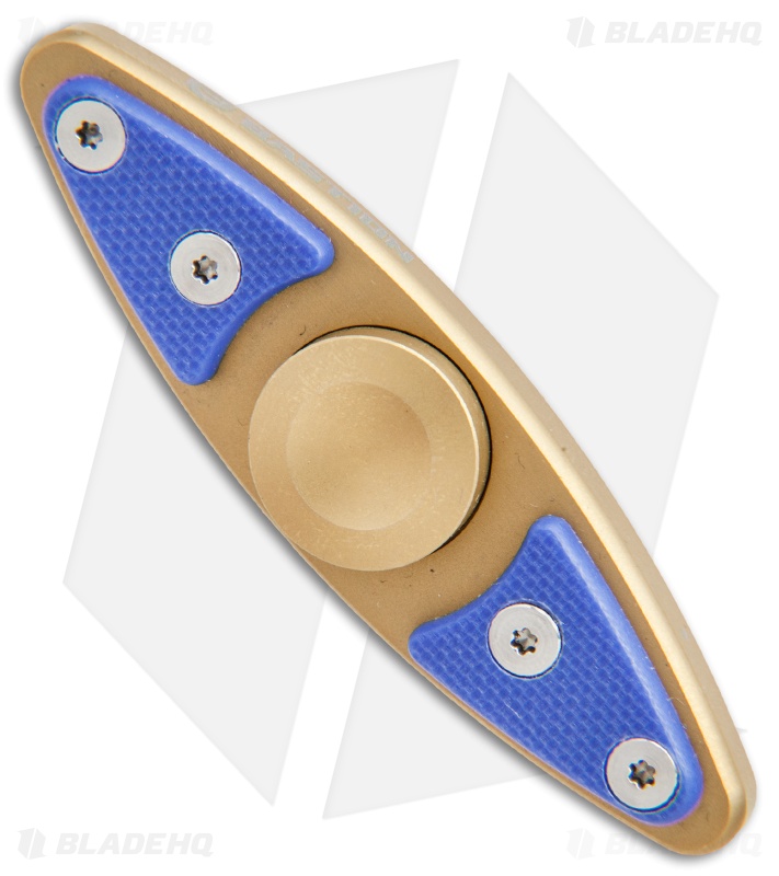 Bastion Small EDC Spinner Fidget Toy - Gold Titanium/Blue G-10