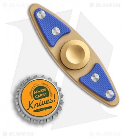 Bastion Small EDC Spinner Fidget Toy - Gold Titanium/Blue G-10