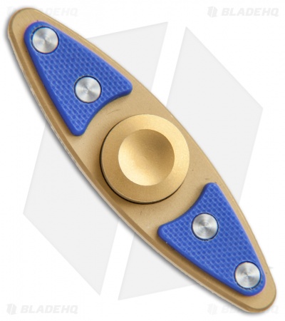 Bastion Small EDC Spinner Fidget Toy - Gold Titanium/Blue G-10