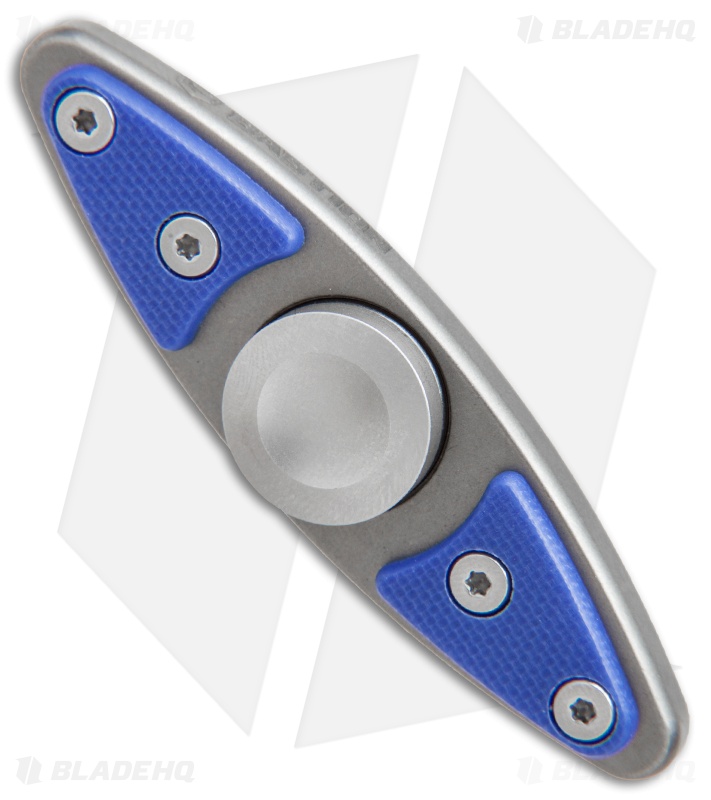Bastion Small EDC Spinner Fidget Toy - Bead Blast Titanium/Blue G-10