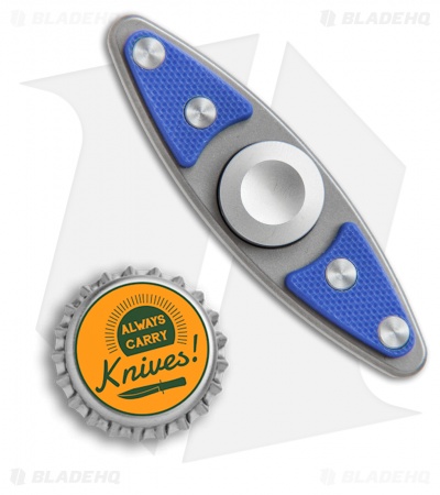 Bastion Small EDC Spinner Fidget Toy - Bead Blast Titanium/Blue G-10