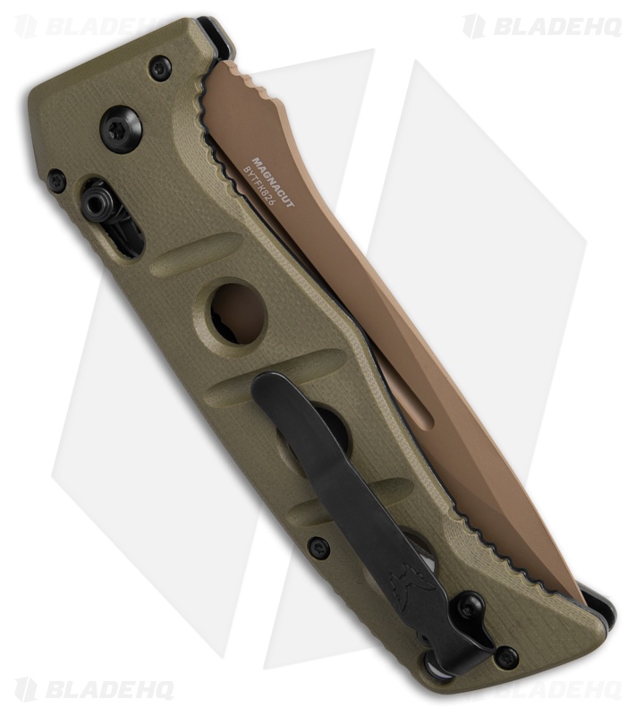 Benchmade Adamas Automatic Knife Olive Drab G-10 (3.8" FE Serr MagnaCut)