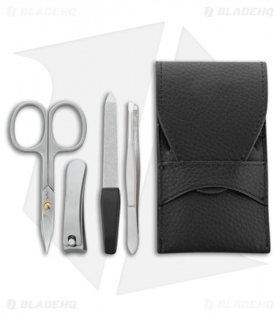 Benchmark 5-Piece Manicure Set w/ Black Leatherette Storage Case