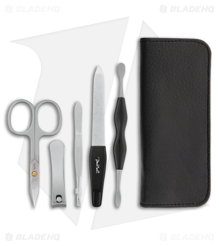 Benchmark 6-Piece Manicure Set w/ Black Leatherette Zippered Case