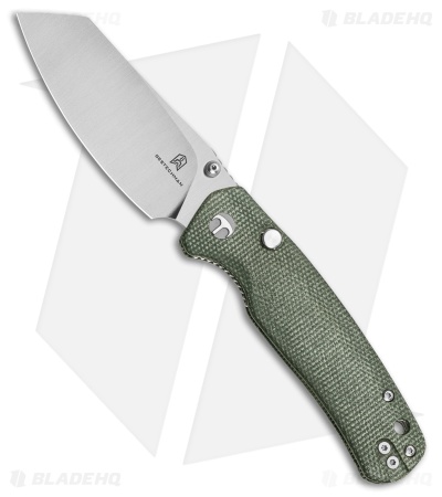 Bestechman Cicada's Wing Top Liner Lock Knife Green Micarta (3.15" Satin)