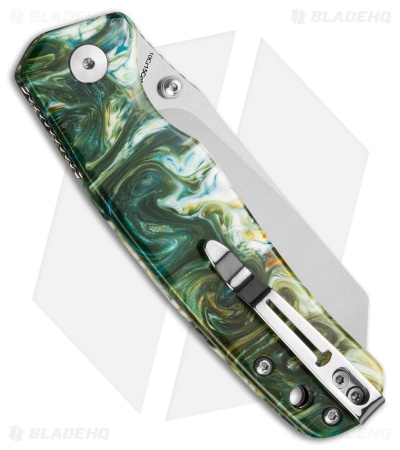 Bestechman Cicada's Wing Top Liner Lock Knife Green Resin (3.15" Satin)